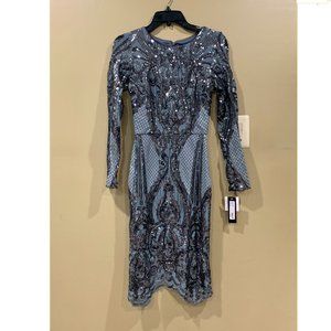 Betsy & Adam Long-sleeved Sequin Dress